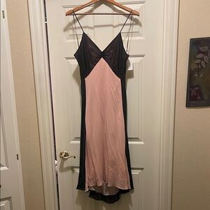 BCBGMaxAzria Black and Pink V-Neck Dress